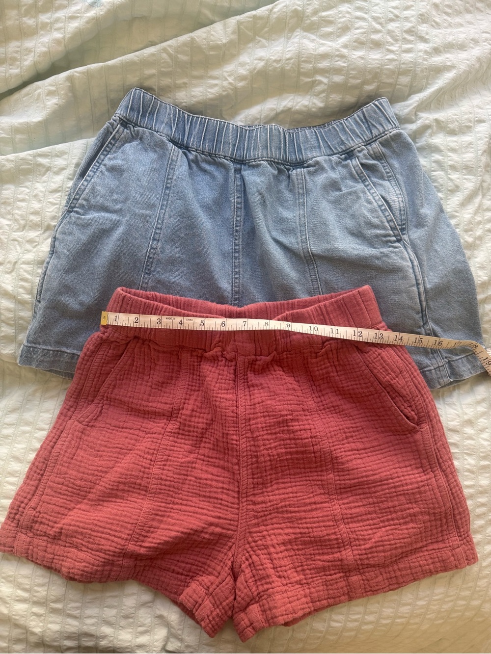 Madewell two shorts: Pink Gauze and Denim